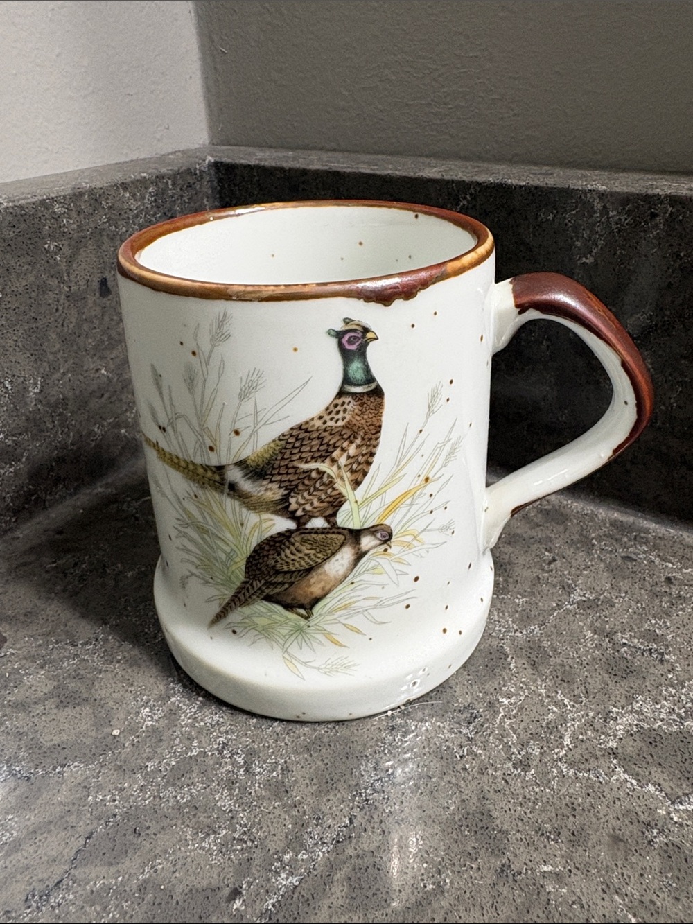 Otagiri White/Cream Ring-Necked Pheasant Pattern Ceramic Mug